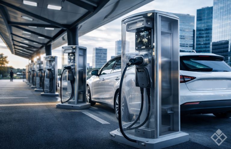 Estación de servicio con Equipos eléctricos y cargadores EV