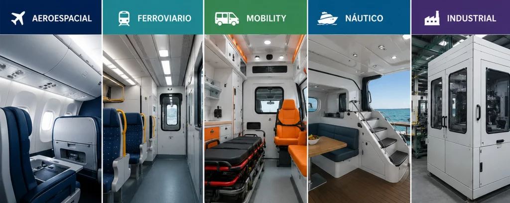 Los materiales técnicos avanzados están transformando sectores como el aeroespacial, ferroviario, mobility, náutico e industrial gracias a soluciones ligeras, resistentes y adaptadas a las exigencias actuales del mercado.